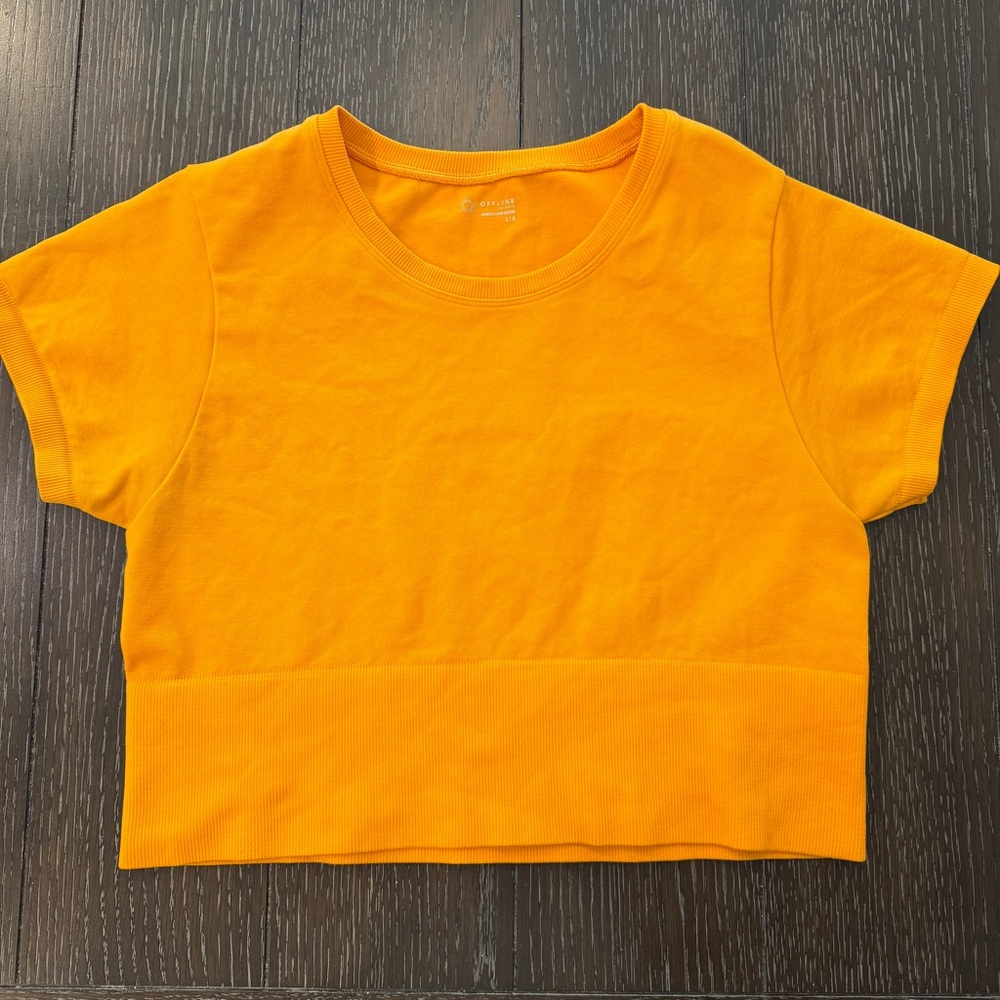 Aerie Offline Sidewalk Seamless Orange‎ Cropped Tee Large